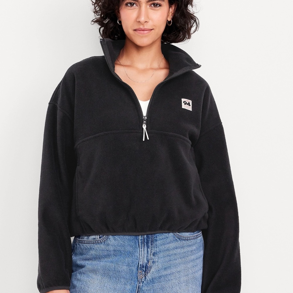 Old Navy Vintage Black Quarter-Zip Fleece Sweatshirt